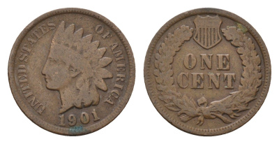 США 1 цент 1901 KM 90a бронза 4682-825