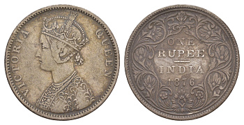 Британская Индия 1 рупия 1876 Виктория (1837-1901) KM 473 серебро 1519-1031