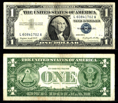 США 1 доллар 1957 Pick 419 a бумага 2119-37-2-2