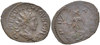 Римская Империя, императоры в Галлии антониниан 273 - 274 Тетрик II, C PIV ESV TETRICVS CAES, бюст цезаря / SPES AVGG, Спея, персонификация Надежды, Августа Треверов RIC 270 биллон 1073-20-83