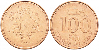 Ливан 100 ливров 2000 кедровое дерево KM 38 медь цинк UNC 3457-913
