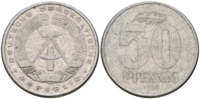 ГДР 50 пфеннигов 1958 A KM 12.1 алюминий 106-1116