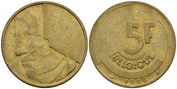 Бельгия 5 франков 1986 Belgique, Бодуэн I (1951-1993) KM 163 алюминиевая бронза 4601-155