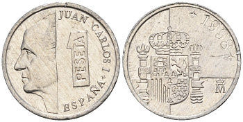 Испания 1 песета 1993 Хуан Карлос I (1975 - 2014) KM 832 алюминий 4154-526