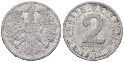 Австрия 2 гроша 1957 KM 2876 алюминий 3955-647