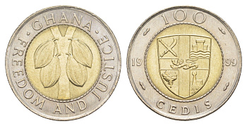 Гана 100 седи 1999 KM 32 биметалл UNC 4642-146