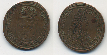 ФРАНЦИЯ ЖЕТОН ND ЛУИ XIV медь 41-641