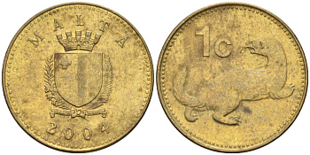 Мальта 1 цент 2004 ласка, горностай KM 93 никель латунь 4585-1251