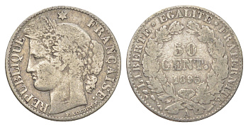Франция 50 сантимов 1895 A KM 834 серебро 4623-1155