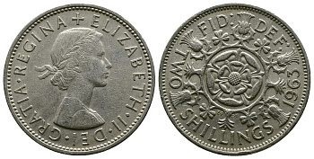 Великобритания 2 шиллинга (флорин) 1963 Елизавета II (1952-2022) KM 906, Spink 4146 медно-никель 4382-435