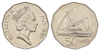 Фиджи 50 центов 1987 KM 54 медно-никель UNC 4127-2011