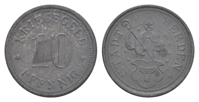 Верден 10 пфеннигов ND Funck 595.1, Men05 26567.1, Men18 33394.1 цинк 4636-1115