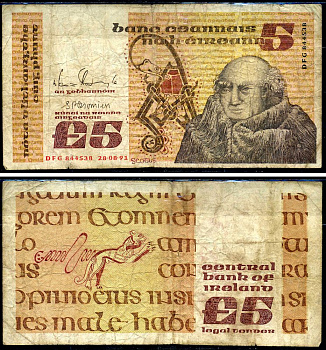 Ирландия 5 фунтов 1991 Pick 71e бумага 8564-10-3-1