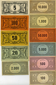 МОНОПОЛИЯ НАБОР ИЗ 14 КРЕДИТНЫХ БИЛЕТОВ РАЗЛИЧНЫЕ НОМИНАЛЫ бумага 7203-18-1