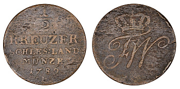 Силезия 1/2 крейцера 1789 A KM 47 медь 3459-234