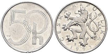 Чехия 50 геллеров 1993 KM 3 алюминий 4152-1011