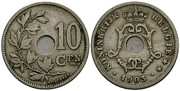 Бельгия 10 сантимов 1903 Belgie KM 49 медно-никель 4172-1123