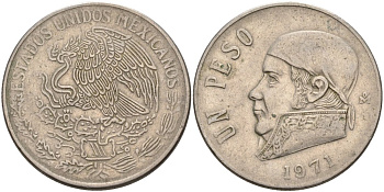 Мексика 1 песо 1971 Хосе Мария Морелос KM 460 медно-никель 4572-322