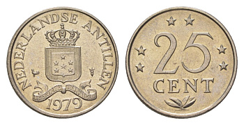 Нидерландские Антильские острова (Нидерландские Антилы) 25 центов 1979 KM 11 никель UNC 4627-715