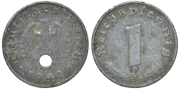 Германия 1 рейхспфенниг 1942 A KM 97, J. 369 цинк 4174-437
