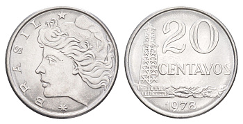 Бразилия 20 сентаво 1978 KM 579.1a нержавеющая сталь UNC 4642-1057