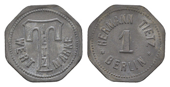 Берлин 1 пфенниг ND H. Tietz Men18 2742.1 цинк 4580-159