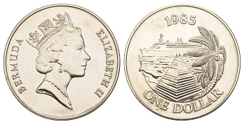 Бермудские острова (Бермуды) 1 доллар 1985 Круизный туризм, тираж 11.000 экземпляров KM 43 медно-никель BU 01-233-33