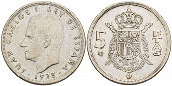 Испания 5 песет 1975 (78) Хуан Карлос I (1975-2014) KM 807 медно-никель 4402-1233