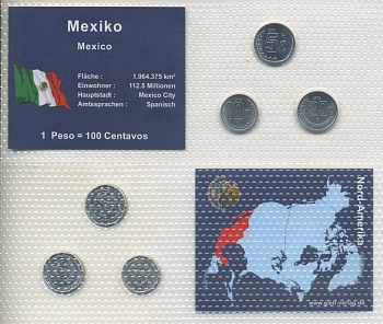 Мексика набор из 3 монет 2001 - 2009 5, 10, 20 сентаво, в запайке    UNC  1-5-2-49