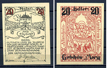 Морцг (Австрия) 20 геллеров 1920 Jaksc/Pick?JPR0630a-20 бумага aUNC 7556-38-4-1