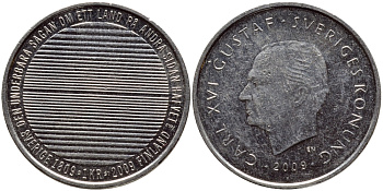 Швеция 1 крона 2009 Карл XVI Густав (1973- ) KM 894 медно-никель 84-1214