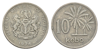 Нигерия 10 кобо 1976 пальмы KM 10.1 медно-никель 4679-633