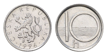 Чехия 10 геллеров 1996 KM 6 алюминий 4623-755