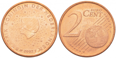 НИДЕРЛАНДЫ 2 ЕВРОЦЕНТА 2002 KM 235 сталь покрытая медью UNC 3457-1115