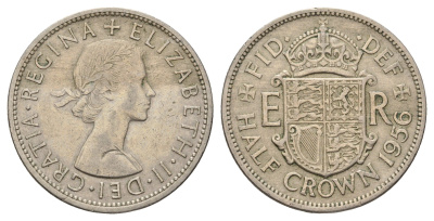 Великобритания 1/2 кроны 1956 Елизавета II (1952-2022) KM 907, Spink 4145 медно-никель 4183-731