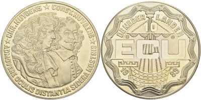 НИДЕРЛАНДЫ 10 ЭКЮ 1989 БРАТЬЯ ХИГЕНС медно-никель UNC 4552-824