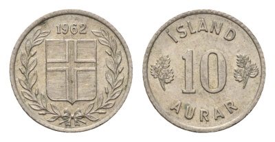Исландия 10 эйре 1962 KM 10 медно-никель aUNC 4690-667