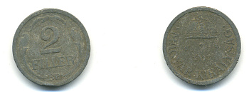 Венгрия 2 филлера 1943 ВР KM 519 цинк 83-1231