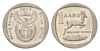 ЮАР 1 ранд 2010 KM 497 медь плакированная никелем 4627-548