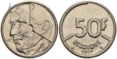 Бельгия 50 франков 1987 Belgique, Бодуэн I (1951-1993) KM 168 никель 4601-112