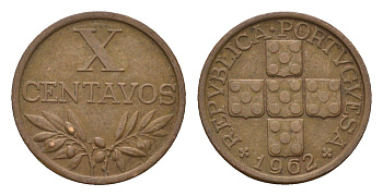 Португалия 10 сентаво 1962 KM 583 бронза 4708-351