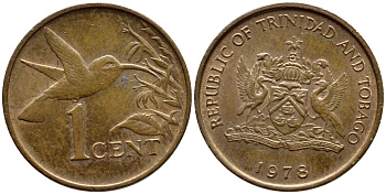 Тринидад и Тобаго 1 цент 1978 колибри KM 29 бронза 4396-959