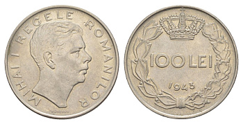 Румыния 100 леев 1943 Михай I (1940-1947) KM 64 сталь плакированная никелем 4633-821