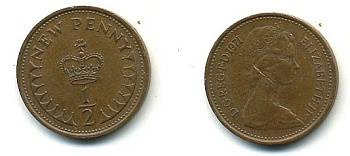 Великобритания 1/2 пенни 1971 Елизавета II (1952-2022) КМ 914, Spink 4239 бронза 4110-1622