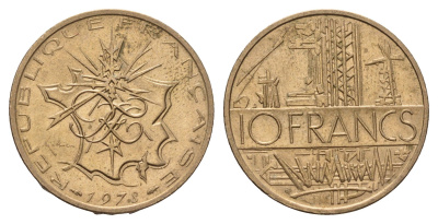 Франция 10 франков 1978 KM 940 медь алюминий никель 4118-624