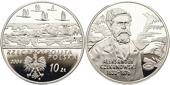 Польша 10 злотых 2004 MW, геолог и исследователь средней Сибири Александр Лавретьевич Чекановский (1833-1876) KM 506 серебро PROOF 1085-1-32