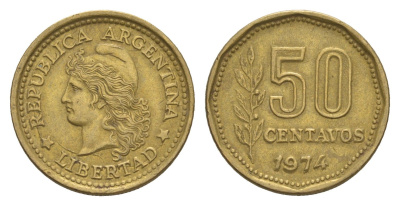 Аргентина 50 сентаво 1974 KM 68 латунь 4655-1034