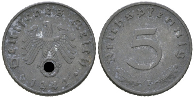 Германия 5 рейхспфеннигов 1942 F KM 100, J. 370 цинк 4115-1019