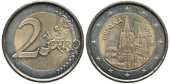 ИСПАНИЯ 2 ЕВРО 2012 ЮНЕСКО - КАФЕДРАЛЬНЫЙ СОБОР В ГОРОДЕ БУРГОС KM 1254 биметалл 83-344