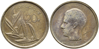 Бельгия 20 франков 1981 Belgique, Бодуэн I (1951-1993) KM 159 никель бронза 4364-3311